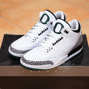 aj3俄勒冈大学白绿水泥鸭子 air jordan 3 oregon ducks pit crew