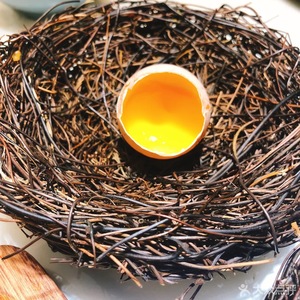 深色鸟巢盘饰冷菜盘意境菜雀鸟巢盘饰点缀装饰创意酒店摆盘花草