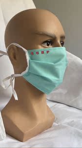医院手术室医生用内里纯棉系带口罩 浅绿色 可水洗 高温消毒