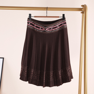 女装折扣半身裙女士蕾丝中腰中长款秋冬a字裙百搭休闲纯色腈纶