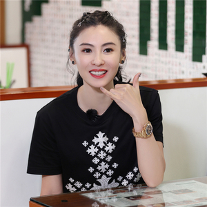 让生活好看张柏芝同款t恤韩版黑色十字架印花套头短袖纯棉上衣女