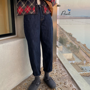 【merry may】甜美少女 韩国代购秋冬 牛仔哈伦裤