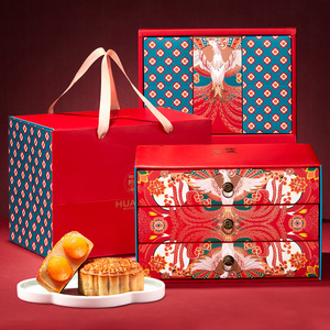 华美广式月饼礼盒装双蛋黄莲蓉多口味团购高档中秋节送礼1100g