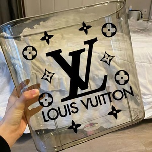 小红书款透明垃圾桶纸巾盒化妆盒diy香奈儿标志贴高级感lv贴纸