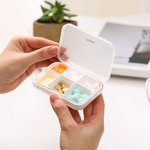 日本六格药盒透明塑料收纳盒便携式迷你6格分装中医药片小药盒