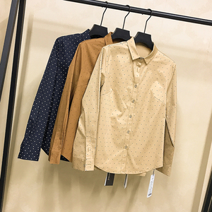 2021春夏新款菲玛掂211080休闲大码宽松棉质圆点长袖衬衫女士上衣