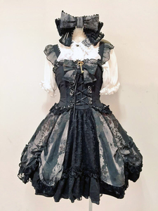 日本原宿 暗黑系哥特洛丽塔洋装 颓废毒気花园 蕾丝连衣裙jsk