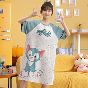 女童睡裙儿童睡衣夏季短袖卡通杰拉多尼中大童家居服小女孩连衣裙