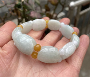 天然缅甸翡翠乌龟龟壳玉手链 男女款玉手排手串长寿龟招财保平安