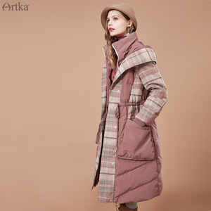 时尚气质90%白鸭绒连帽中长款羽绒服女家有小女初长6同款货源568