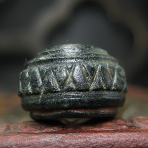 老黑石几何图腾大孔珠15.5mm西亚古珠古董配珠多宝手串项链包老真