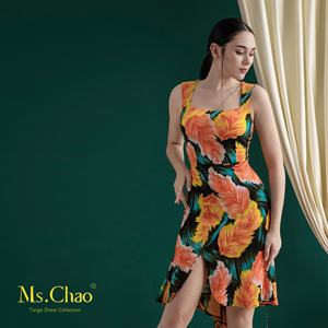 mschao阿根廷探戈tango舞裙方领露背胸垫包臀显瘦拖尾鱼尾连衣裙