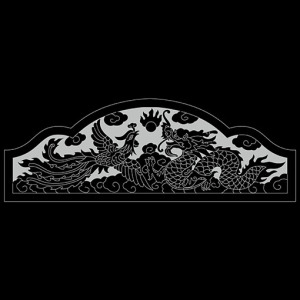 137 石雕墓碑龙凤碑头线雕图  线描图