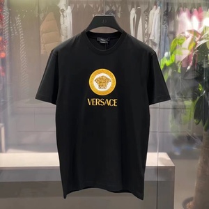 versace/范思哲 2023春夏 黑色男士美杜莎刺绣短袖T恤 正品代购