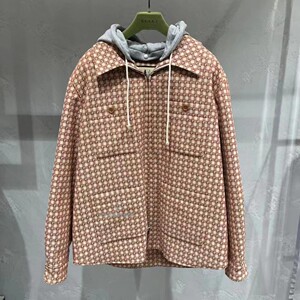 gucci/古奇 2022秋冬 老花格纹连帽男士衬衫夹克外套 正品代购