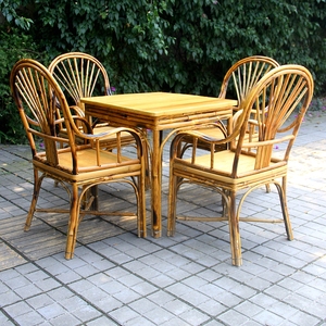 手工竹制竹沙发简约方形竹桌椅组合家用庭院休闲餐厅商用户外桌椅