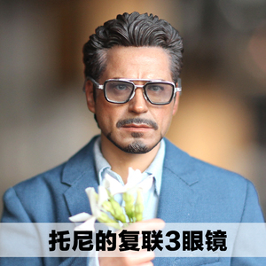 【mk100】自d推荐1/6兵人复仇者联盟3钢铁侠托尼人偶模型头雕眼镜