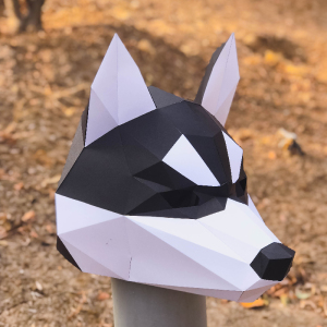 哈士奇头套 二哈动物纸模面具手工制作搞笑装逼卖萌抖音酒吧表演