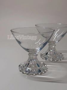 LilacVintage|现货anchor hocking中古vintage珠珠杯座透明玻璃杯