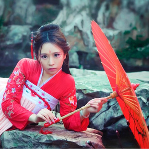 红色古装油纸伞cos古风流苏女古典红中国风道具走秀汉服古典舞蹈