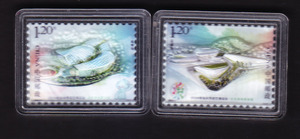青岛2014世界园艺博览会贝雕异质邮票工艺品2全新