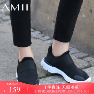 Amii极简bf风秋装百搭一脚蹬女鞋透气运动休闲跑步黑色小白