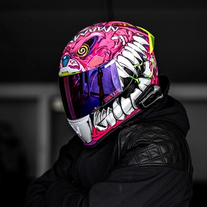 代购icon airframe野兽粉兔子赛博朋克风涂鸦男女摩托车头盔全盔