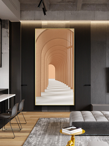 现代轻奢入户玄关装饰画走廊过道延伸感挂画客厅背景巨幅落地壁画