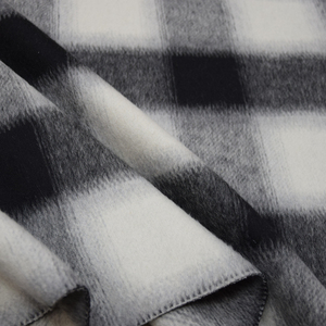 高定欧韩进口高品质秋冬经典黑白格子双面呢羊绒大衣面料羊毛布料