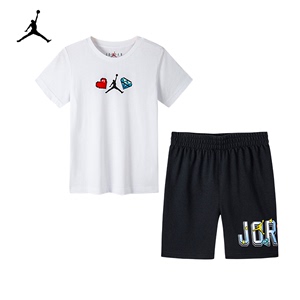 Nike Air Jordan 耐克 童装男童短袖短裤两件套中童舒适透气休闲