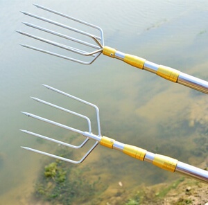 tb208521869淘宝鱼叉 鱼叉老式二齿捕鱼叉头不锈钢叉超硬小号倒刺叉