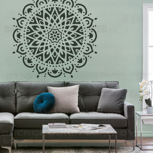 60cm-100cm模板镂空背景墙喷漆手绘模具壁画墙面彩绘曼陀罗花s057