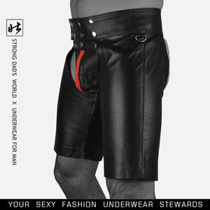 男士欧美爆款大码性感内衣 男士仿真皮后空短裤 pu皮裤夜店表演装