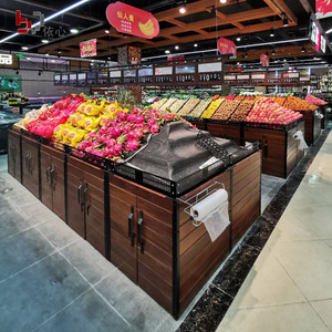 超市水果架货架胖东来款蔬菜水果堆木质生鲜陈列道具架子打堆假底