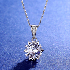 pt950铂金24k项链白金进口莫桑钻石吊坠雪花锁骨链d色正品保真女