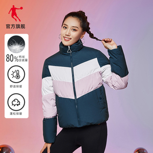 乔丹运动羽绒服女2022春季新款女士短款潮流休闲保暖鸭绒加厚外套