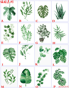 数字油画包邮 北欧绿色植物清新风格客厅手绘画 40*50 60*75