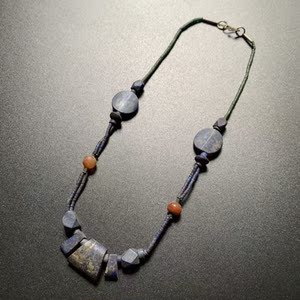 西亚阿富汗老青金石玛瑙项链国外古珠中东玉锁骨古董饰品颈饰e