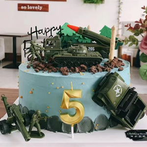 网红创意军事坦克飞机士兵部队兵哥哥军人儿童男孩过生日蛋糕
