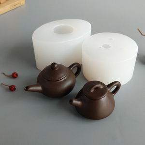 紫砂壶硅胶模具烘焙树脂盐雕手工皂蜡烛果冻糖艺3d巧克力慕斯蛋糕