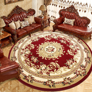 欧式圆形地毯客厅卧室吊篮电脑椅垫家用可水洗人工雕剪花朵加厚款