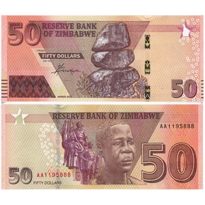 津巴布韦50元aa冠 2020(2021)年全新unc 非洲外国钱币纸币外币