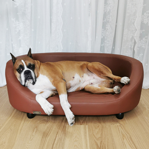 全皮宠物狗沙发木质可拆洗金毛狗窝大型犬不粘毛夏天皮狗床离地