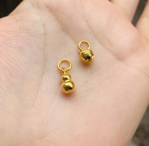 古法硬黄金小铃铛会响吊坠 足金999小葫芦挂坠纯金转运珠手链搭配