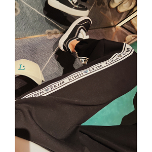 巴掌家休闲裤女束脚侧边字母宽松卫裤松紧腰运动裤春