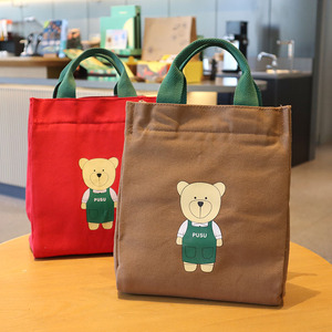 韩国优质加厚帆布手提袋便当包学生 保温午餐袋饭盒包上班手拎袋