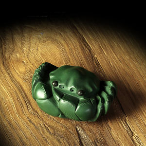 御青堂 宜兴紫沙 姚连平紫砂全手工茶宠 绿泥 民国绿 把手件 螃蟹