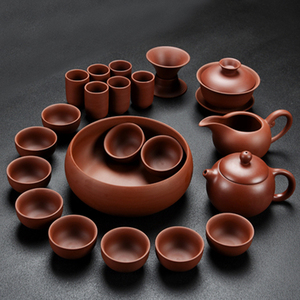 宜兴紫砂茶具套装家用陶瓷原矿朱泥全手工办公泡茶整套壶茶杯盖碗