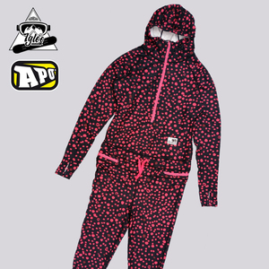 欧美潮牌APO滑雪连体速干内衣女款保暖透气粉色波点连帽清货特价
