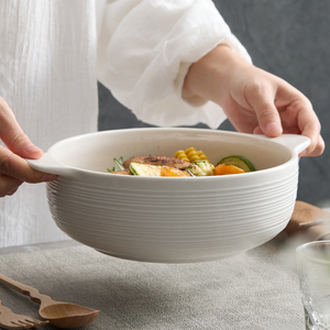 【瓷木】汉斯双耳汤碗高级感新款陶瓷餐具家用大容量面碗汤碗
